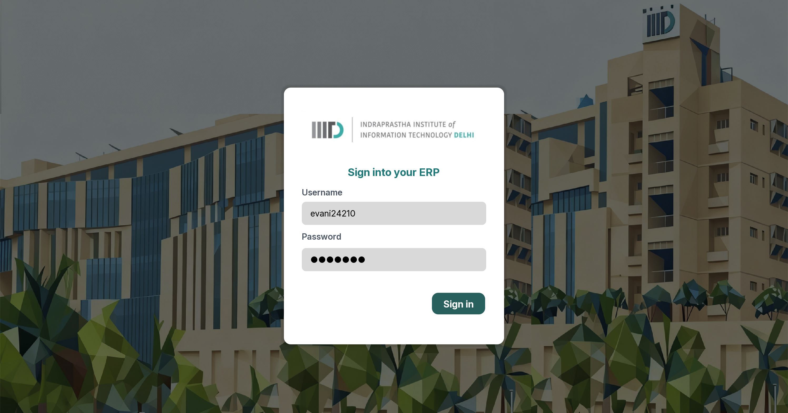 Login screen